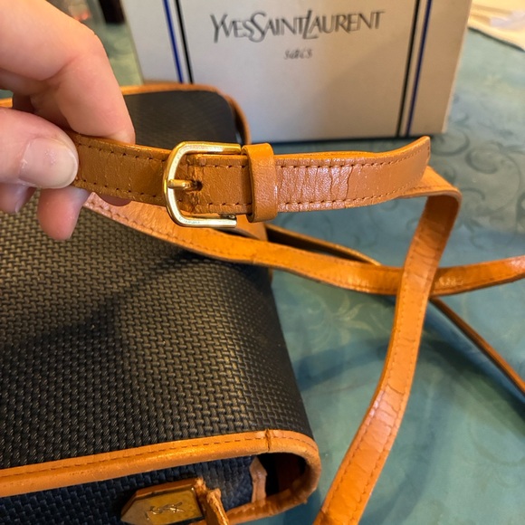 Vintage Yves Saint Laurent Black and Tan Woven Crossbody Bag & Box - Picture 9 of 15